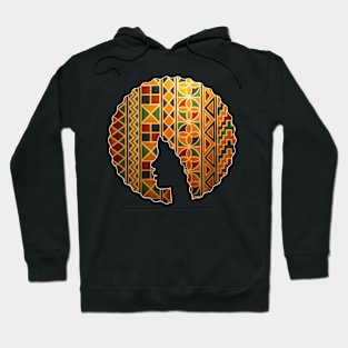 Afro Hair Woman with African Pattern, Black History Hoodie